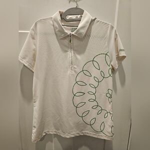 IZOD XFG Cool-FX Women’s Golf Polo Shirt M White Green Zip Front Performance Top